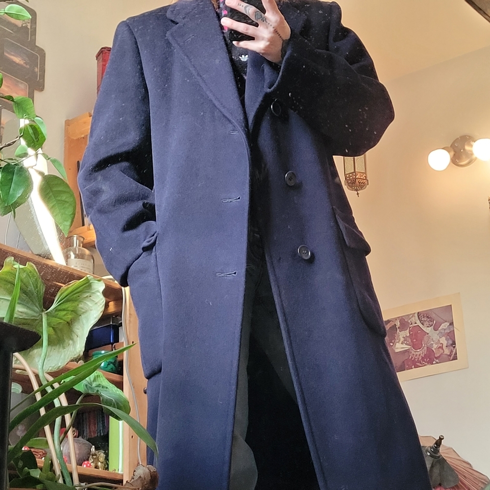 D. & E. Dalton Cashmere Long Vintage Peacoat Navy Blue Made In England - M - Picture 3 of 11
